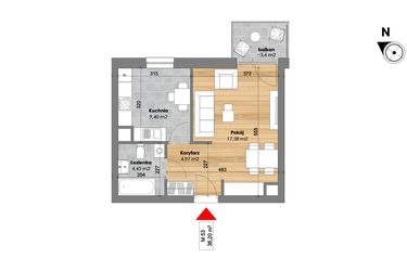 Rzut - Mieszkanie na sprzedaż 1 pokój o powierzchni 36,2 m² - numer M53 w Przy Kochanowskiego