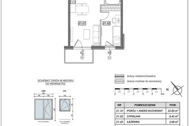Rzut - Mieszkanie na sprzedaż 2 pokoje o powierzchni 35,9 m² - numer 10.B.21 w Nowe Południe bud. 10