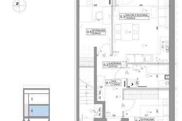 Rzut - Mieszkanie na sprzedaż 3 pokoje o powierzchni 51,15 m² - numer 49 w Boska Ksawerowska IV