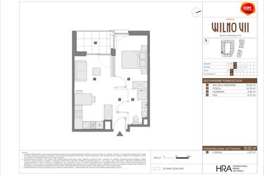 Rzut - Mieszkanie na sprzedaż 2 pokoje o powierzchni 35,62 m² - numer C.64 w Osiedle Wilno VII etap 3