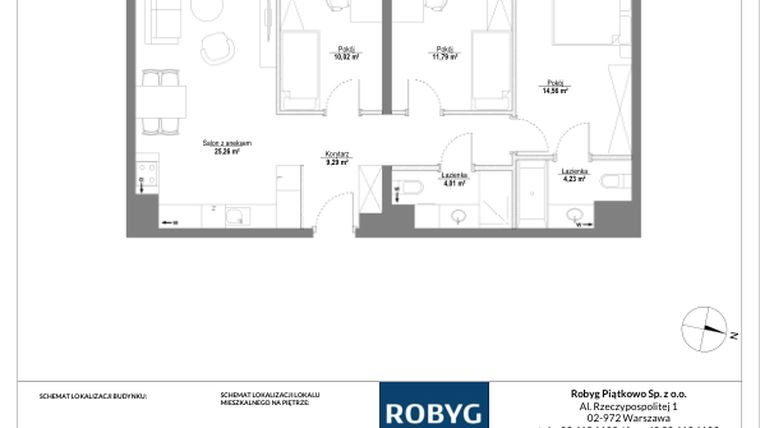 Rzut - Mieszkanie na sprzedaż 4 pokoje o powierzchni 79,16 m² - numer B.7M02 w Początek Piątkowo bud. B