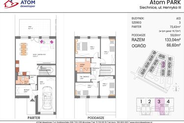 Rzut - Dom na sprzedaż 5 pokoi o powierzchni 133,04 m² - numer A13/3 w ATOM Park