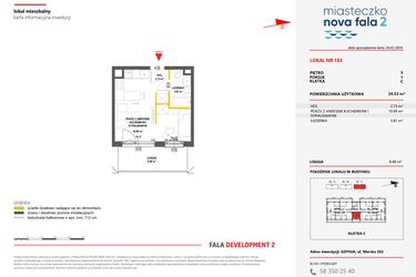 Rzut - Mieszkanie na sprzedaż 1 pokój o powierzchni 26,53 m² - numer 183 w Miasteczko Nova Fala 2