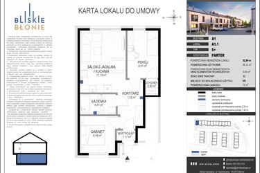 Rzut - Dom na sprzedaż 3 pokoje o powierzchni 49,12 m² - numer A1-1 w Bliskie Błonie