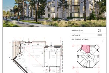 Rzut - Mieszkanie na sprzedaż 2 pokoje o powierzchni 50,12 m² - numer 21 w Grasera 12