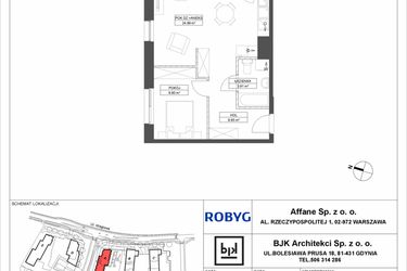 Rzut - Mieszkanie na sprzedaż 2 pokoje o powierzchni 48,55 m² - numer A.4M03 w WENDY