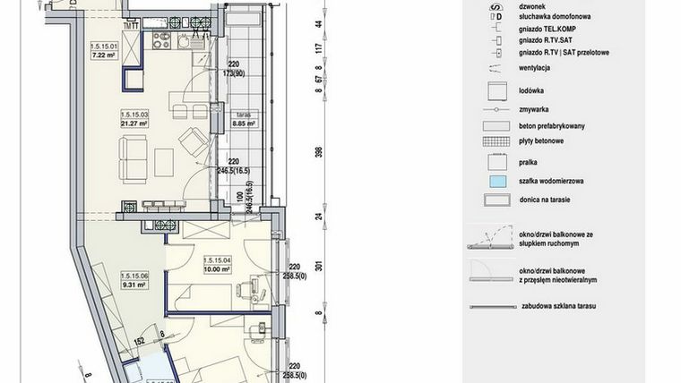 Rzut - Mieszkanie na sprzedaż 3 pokoje o powierzchni 67,51 m² - numer 1/5/15/3a w Gwarna