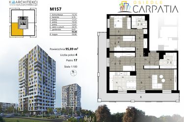 Rzut - Mieszkanie na sprzedaż 4 pokoje o powierzchni 95,57 m² - numer A2.157 w Osiedle Carpatia Etap II