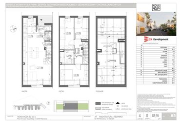 Rzut - Dom na sprzedaż 4 pokoje o powierzchni 86,95 m² - numer A.5 w Nova Wola Park