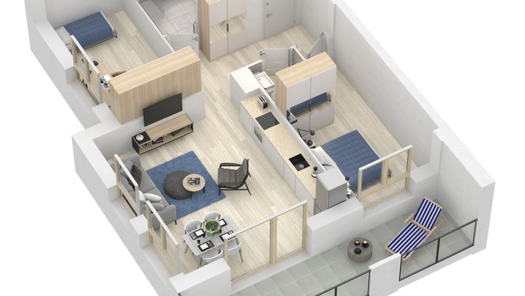 Rzut - Mieszkanie na sprzedaż 3 pokoje o powierzchni 62,2 m² - numer A.8.M54 w Sobola Biel A8
