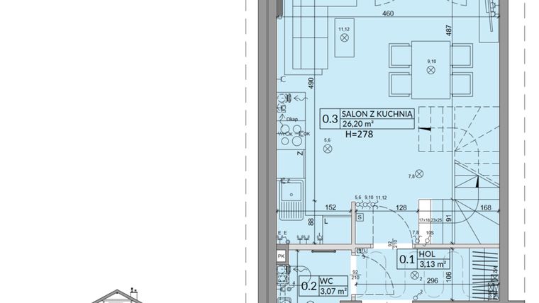Rzut - Dom na sprzedaż 3 pokoje o powierzchni 68,42 m² - numer 35A w Osiedle Słoneczne etap IV