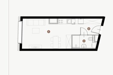 Rzut - Mieszkanie na sprzedaż 1 pokój o powierzchni 27,62 m² - numer I.2.2 w Tuwima Apartments