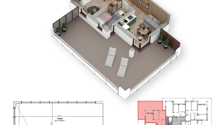 Rzut - Mieszkanie na sprzedaż 3 pokoje o powierzchni 48,51 m² - numer 3 w Villa Park - Etap III