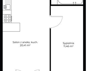 Rzut - Mieszkanie na sprzedaż 2 pokoje o powierzchni 42,74 m² - numer C3.7 w Enklawa Bukowa II