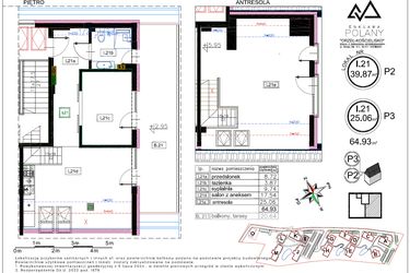 Rzut - Mieszkanie na sprzedaż 3 pokoje o powierzchni 64,93 m² - numer I.21 w Enklawa Polany etap II