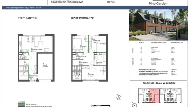 Rzut - Dom na sprzedaż 4 pokoje o powierzchni 116,37 m² - numer B w Pino Garden 1