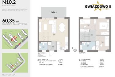 Rzut - Dom na sprzedaż 4 pokoje o powierzchni 60,35 m² - numer N10.2 w Gwiazdowo II