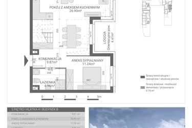 Rzut - Mieszkanie na sprzedaż 1 pokój o powierzchni 93,46 m² - numer 147. w Osiedle Parkowa etap B