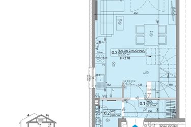 Rzut - Dom na sprzedaż 3 pokoje o powierzchni 68,42 m² - numer 36A w Osiedle Słoneczne etap IV