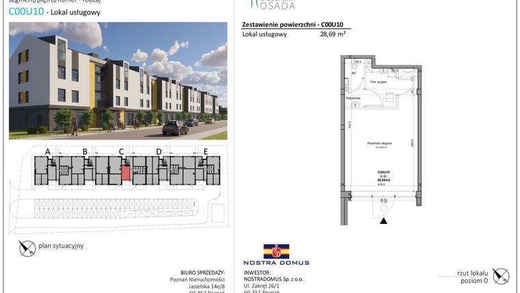 Rzut - Lokal użytkowy na sprzedaż 1 pokój o powierzchni 28,84 m² - numer C00U10 w Orzechowa Osada