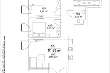Rzut - Mieszkanie na sprzedaż 4 pokoje o powierzchni 81,93 m² - numer 45 w Osiedle Teatralne 19 - apartamenty inwestycyjne