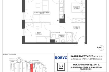 Rzut - Mieszkanie na sprzedaż 3 pokoje o powierzchni 55,3 m² - numer C.1M03 w Foresteria