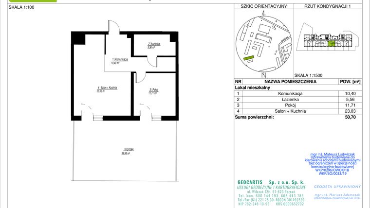 Rzut - Mieszkanie na sprzedaż 2 pokoje o powierzchni 50,7 m² - numer 10D/24 w Jasielska 8C etap II