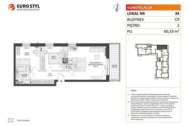 Rzut - Mieszkanie na sprzedaż 3 pokoje o powierzchni 60,33 m² - numer C9.34 w Konstelacja etap V
