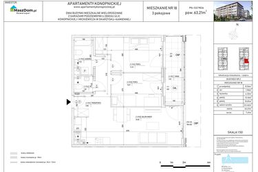 Rzut - Mieszkanie na sprzedaż 2 pokoje o powierzchni 63,21 m² - numer M-18 w Apartamenty Konopnickiej