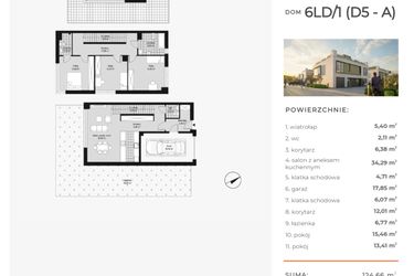 Rzut - Dom na sprzedaż 4 pokoje o powierzchni 124,66 m² - numer D5 - A w Nova Wiosenna