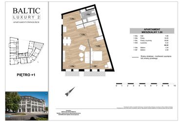 Rzut - Mieszkanie na sprzedaż 2 pokoje o powierzchni 69,52 m² - numer 1.09 w Baltic Luxury 2