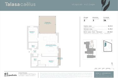 Rzut - Mieszkanie na sprzedaż 2 pokoje o powierzchni 65,67 m² - numer 2.3A w Talasa Caelus I