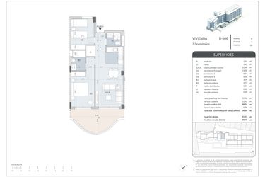 Rzut - Mieszkanie na sprzedaż 2 pokoje o powierzchni 89 m² - numer B-506 w NovaMarina