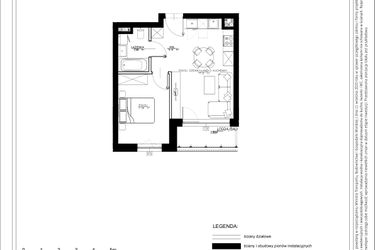 Rzut - Mieszkanie na sprzedaż 2 pokoje o powierzchni 37,5 m² - numer A16 w Osiedle pod Klonami "Klonowa 11"