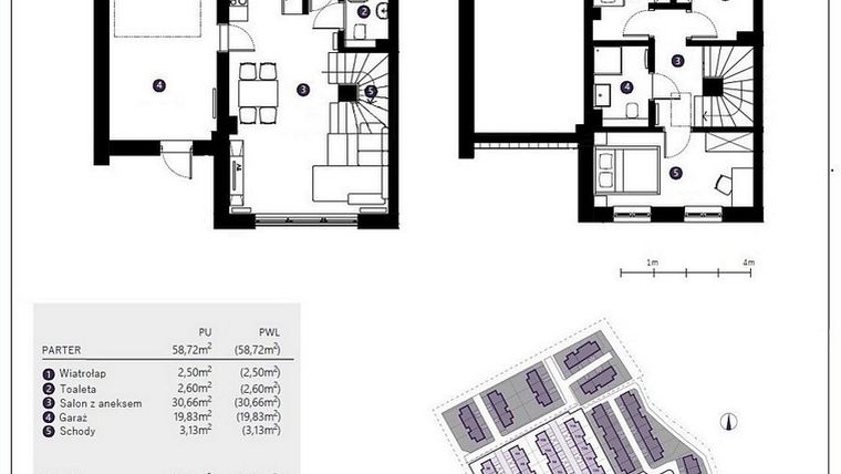 Rzut - Dom na sprzedaż 4 pokoje o powierzchni 92,48 m² - numer 5B w Osiedle Nodo