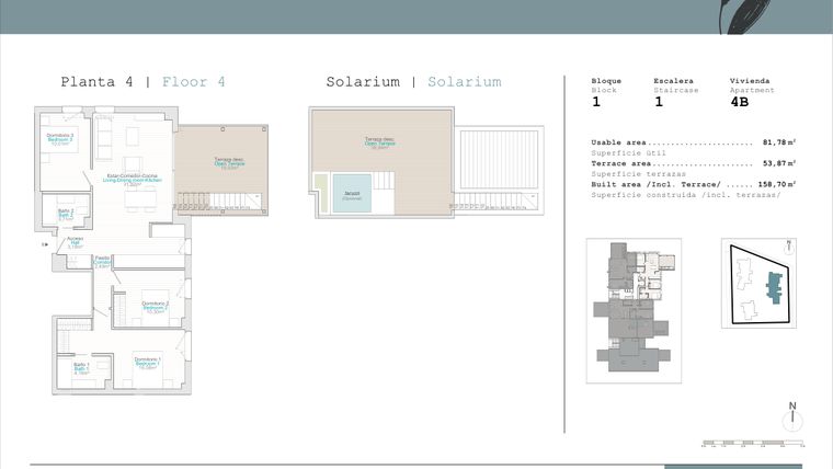 Rzut - Mieszkanie na sprzedaż 3 pokoje o powierzchni 81,78 m² - numer B1-4B w Talasa Celeus y Terra by Quadratia