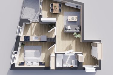 Rzut - Mieszkanie na sprzedaż 2 pokoje o powierzchni 51,58 m² - numer 23/33 w Odrzańskie Bulvary