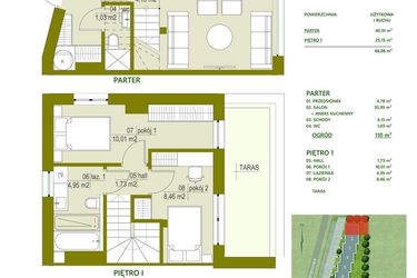 Rzut - Dom na sprzedaż 3 pokoje o powierzchni 66,06 m² - numer A1 w Triton Kampinos II