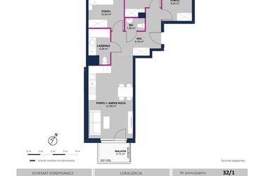 Rzut - Mieszkanie na sprzedaż 4 pokoje o powierzchni 67,19 m² - numer 206 w Moja Północna Etap III