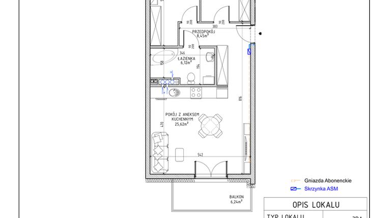 Rzut - Mieszkanie na sprzedaż 3 pokoje o powierzchni 61,95 m² - numer 10 w Harmonia bud. M3