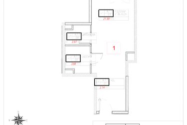 Rzut - Mieszkanie na sprzedaż 1 pokój o powierzchni 30,98 m² - numer A1-1 w Rezydencja Ogród Saski etap I i II
