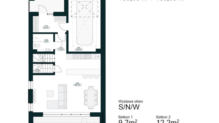 Rzut - Dom na sprzedaż 5 pokoi o powierzchni 168,33 m² - numer 2B w Aleja Drzew IV