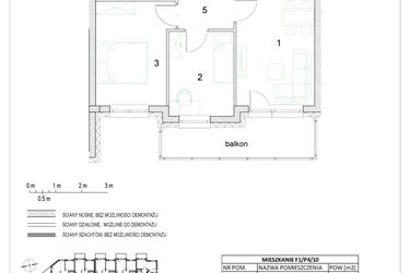 Rzut - Mieszkanie na sprzedaż 3 pokoje o powierzchni 45,9 m² - numer F1/P4/10 w Osiedle Jodłowa bud. F