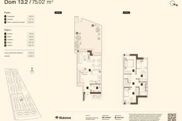 Rzut - Mieszkanie na sprzedaż 4 pokoje o powierzchni 75,02 m² - numer 13.2 w Bukowa