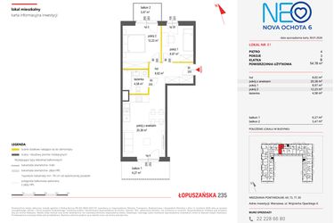Rzut - Mieszkanie na sprzedaż 3 pokoje o powierzchni 54,78 m² - numer 81 w Neo Nova Ochota 6