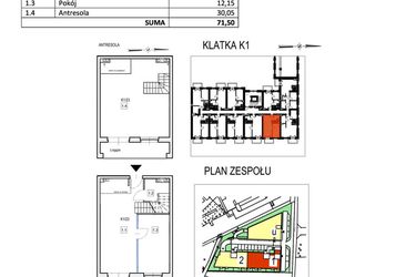 Rzut - Mieszkanie na sprzedaż 2 pokoje o powierzchni 71,5 m² - numer K1/23 w Przystań Królewiecka III