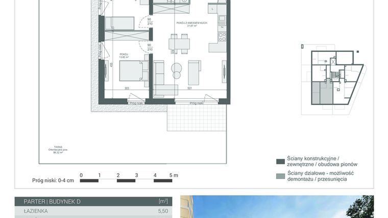 Rzut - Mieszkanie na sprzedaż 3 pokoje o powierzchni 71 m² - numer M-3 w Unikat Apartamenty D