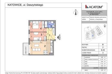Rzut - Mieszkanie na sprzedaż 3 pokoje o powierzchni 53,05 m² - numer B29 w Daszyńskiego Park