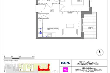 Rzut - Mieszkanie na sprzedaż 2 pokoje o powierzchni 37,88 m² - numer MLAAB/B/3/3 w Metro Life Apartamenty