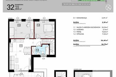 Rzut - Mieszkanie na sprzedaż 3 pokoje o powierzchni 73,7 m² - numer L6/2 w Osiedle Malarska etap VII